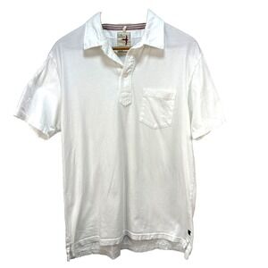 Relwen Jersey Solid Pocket Polo Size L White Lightweight Cotton Huckberry